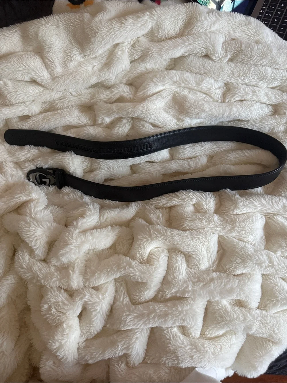 Men's Black Leather Belt with G-Style Buckle